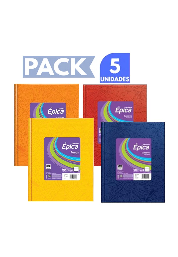 PROMO 5 CUADERNOS EPICA Nº3 X 48 HJ RAYADO