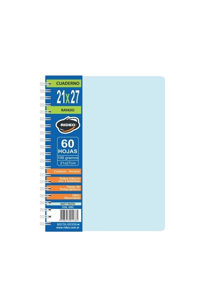CUADERNO RIDEO A4 210 x 270 mm x 60 hj rayadas