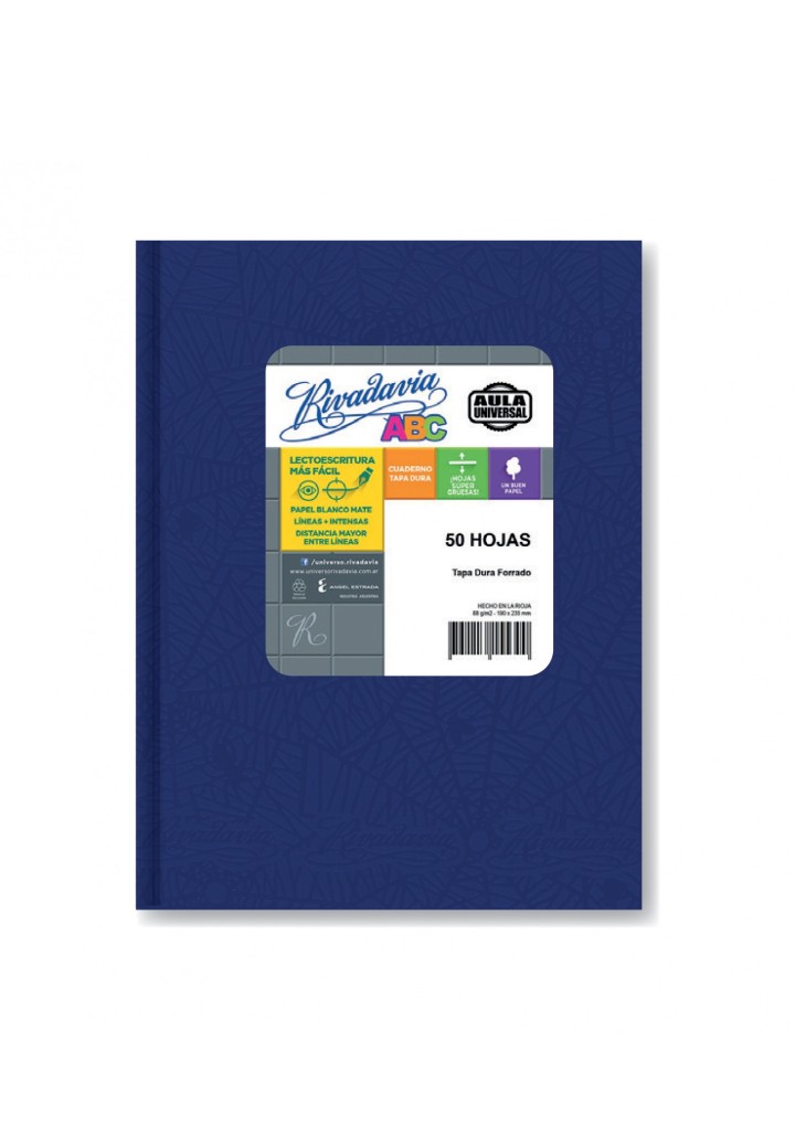 CUADERNO RIVADAVIA Nº3 AZUL AULA UNIVERSAL X 50 HJ RAYADO
