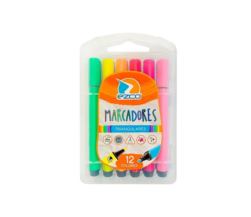 MARCADORES EZCO TRINGULARES X 12 CLASICOS