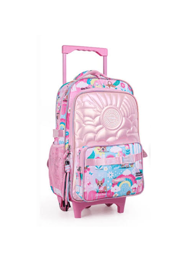 MOCHILA CHIMOLA 18" C/CARRO TRAMA ROSA