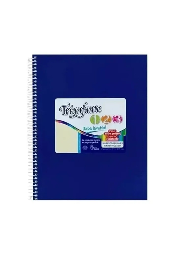 CUADERNO TRIUNFANTE 1.2.3 TAPA DURA 210 x 270 mm x 60 hj rayadas azul