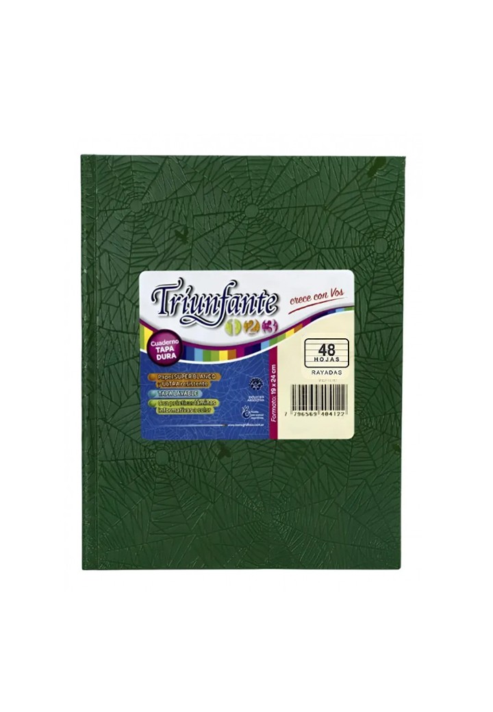 CUADERNO TRIUNFANTE Nº3 VERDE X 48 HJ RAYADO