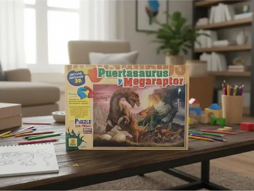 ROMPECABEZA PUZZLE 3D PUERTASAURUS Y MEGARAPTOR 204 PIEZAS