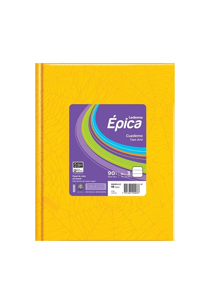 CUADERNO EPICA Nº3 AMARILLO X 48 HJ RAYADO
