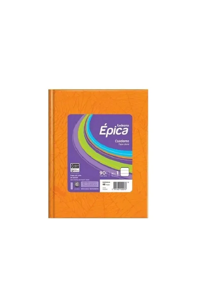 CUADERNO EPICA Nº1 NARANJA X 48 HJ RAYADO