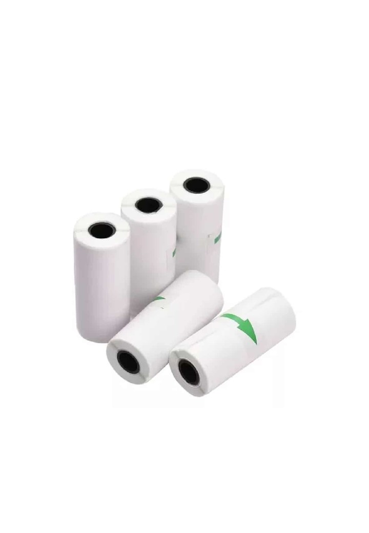 ROLLO PAPEL TERMICO ADHESIVO BLANCO