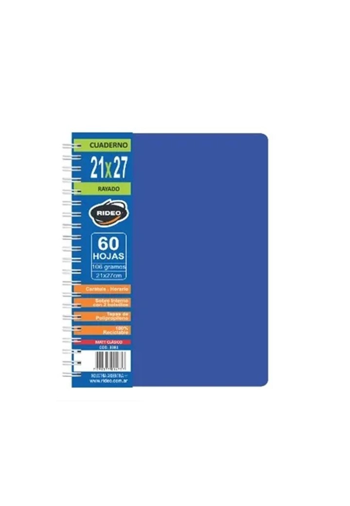 CUADERNO RIDEO A4 210 x 270 mm x 60 hj rayadas